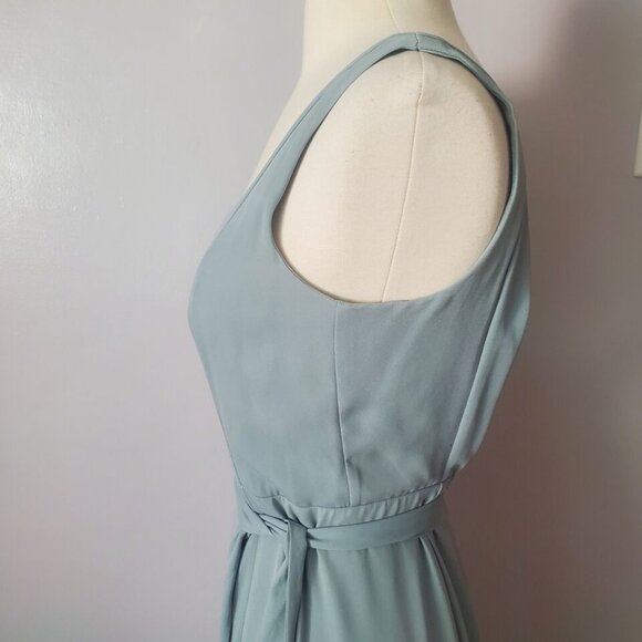 $198 Show me your MuMu Jenn Maxi Dress, Silver Sage Blue, Prom Bridal Size SMALL - Picture 8 of 9
